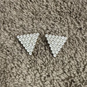 Vici Silver Triangle Crystal Stud Earrings